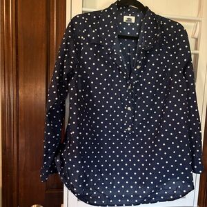 Old Navy Women’s  XL Button Down Blue with White Dots